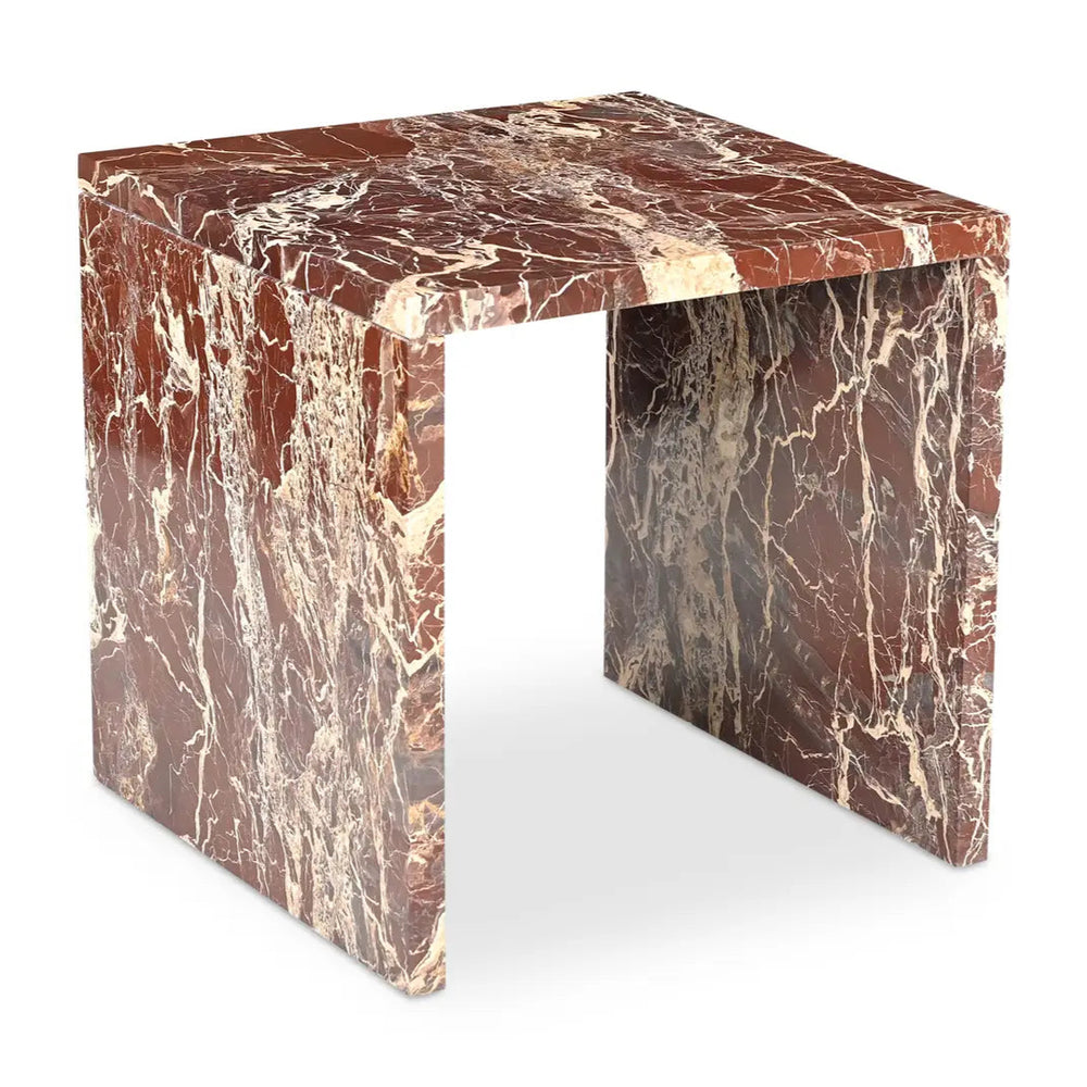 Rosso Levanto Marble Accent Table