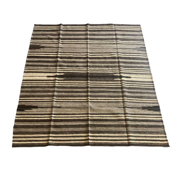 Tonal brown striped flat weave large area rug