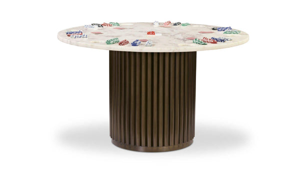 Tower Poker Table White Marble
