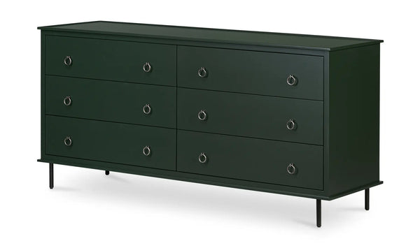 Hunter Green 6 Drawer Dresser