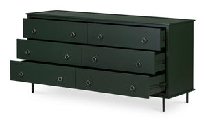 Hunter Green 6 Drawer Dresser