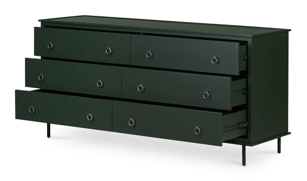 Hunter Green 6 Drawer Dresser