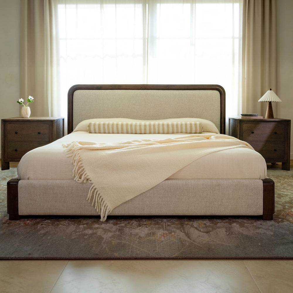 Cylindrical Frame Bed Queen Brown