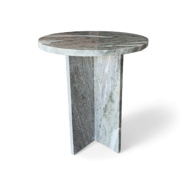 Round marble slab side table and pedestal legs