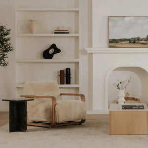 Cream Faux Fur Lounge Chair