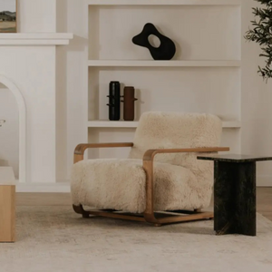 Cream Faux Fur Lounge Chair