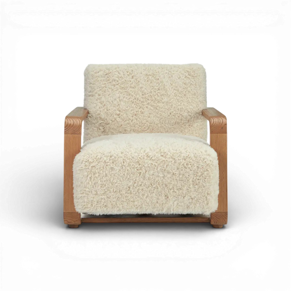 Cream Faux Fur Lounge Chair