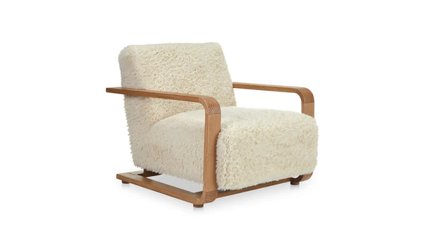 Cream Faux Fur Lounge Chair