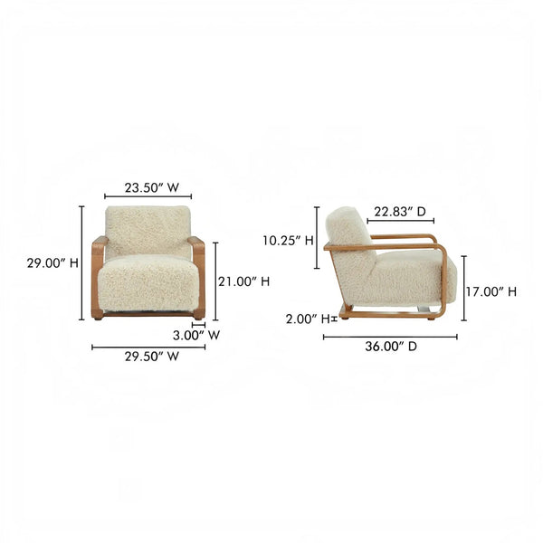Cream Faux Fur Lounge Chair