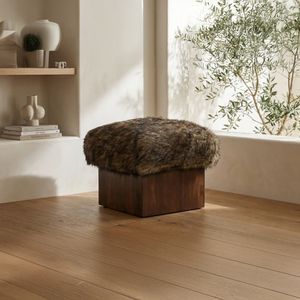 Brown Faux Fur Ottoman