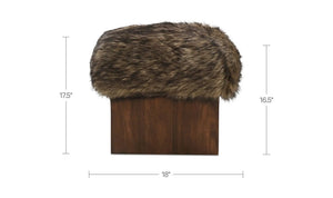 Brown Faux Fur Ottoman