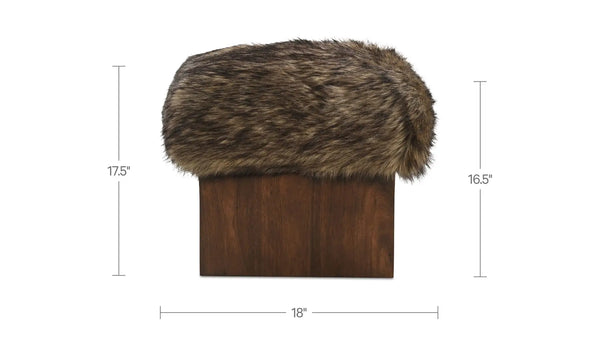 Brown Faux Fur Ottoman