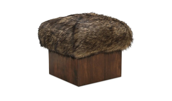 Brown Faux Fur Ottoman