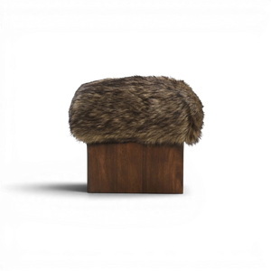 Brown Faux Fur Ottoman