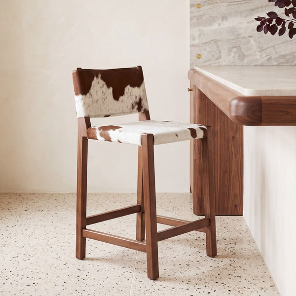 Malone Counter Stool, Speckled Hair On Hide