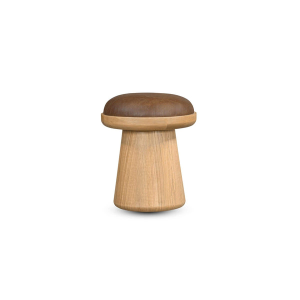 Nadia Swivel Accent Stool, Dark Brown Leather