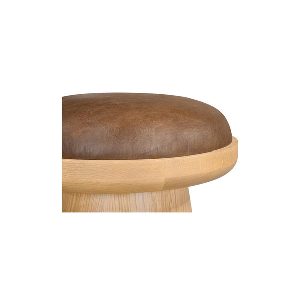 Nadia Swivel Accent Stool, Dark Brown Leather