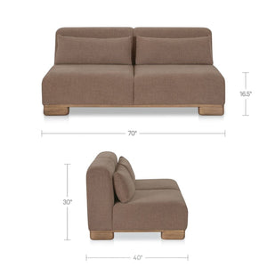 Modular Oak-Leg Sofa Dark Brown