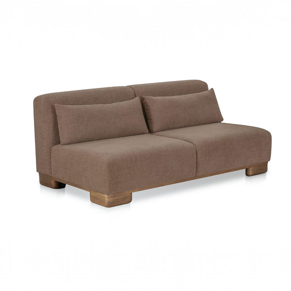 Modular Oak-Leg Sofa Dark Brown