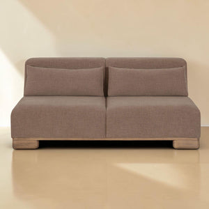 Modular Oak-Leg Sofa Dark Brown