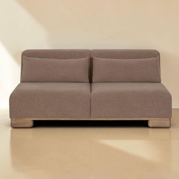 Modular Oak-Leg Sofa Dark Brown
