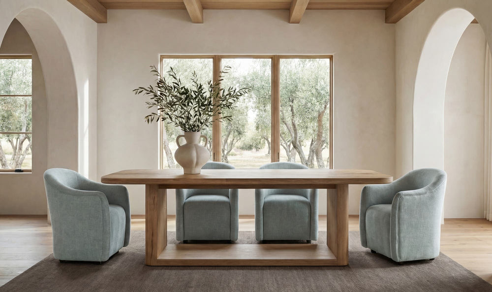 Drava Rolling Dining Chair, Light Blue