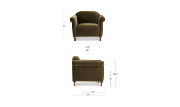 Curved Velvet Club Chair