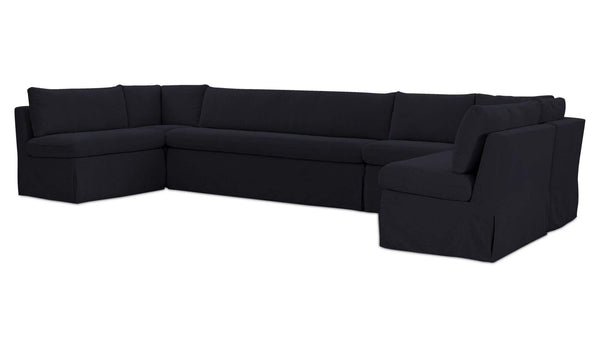 Fable Slipcover Dining Banquette U-Shape Black 154 in