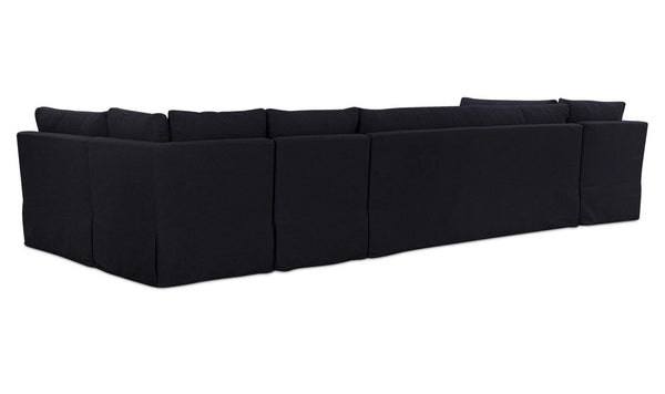 Fable Slipcover Dining Banquette U-Shape Black 154 in