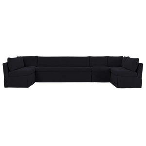 Fable Slipcover Dining Banquette U-Shape Black 154 in