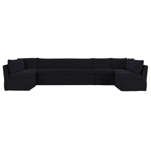 Fable Slipcover Dining Banquette U-Shape Black 154 in