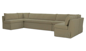Fable Slipcover Dining Banquette U-Shape Olive 154 in