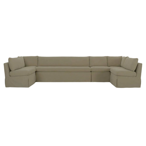 Fable Slipcover Dining Banquette U-Shape Olive 154 in