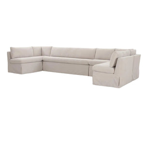 Fable Slipcover Dining Banquette U-Shape Beige 154 in
