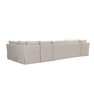 Fable Slipcover Dining Banquette U-Shape Beige 154 in