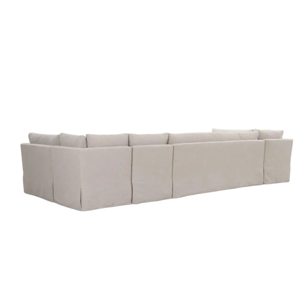 Fable Slipcover Dining Banquette U-Shape Beige 154 in