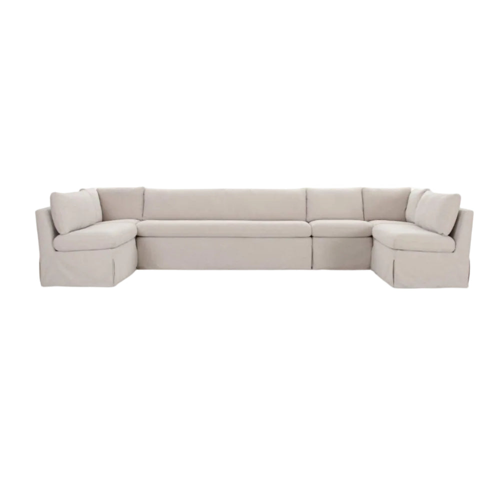 Fable Slipcover Dining Banquette U-Shape Beige 154 in