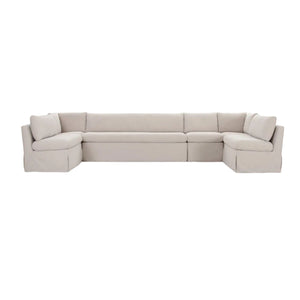 Fable Slipcover Dining Banquette U-Shape Beige 154 in