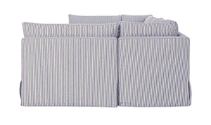 Fable Slipcover Dining Banquette U-Shape Navy Stripe 154 in
