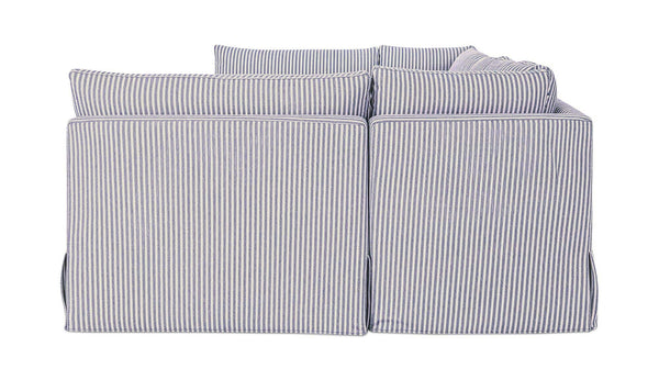 Fable Slipcover Dining Banquette U-Shape Navy Stripe 154 in