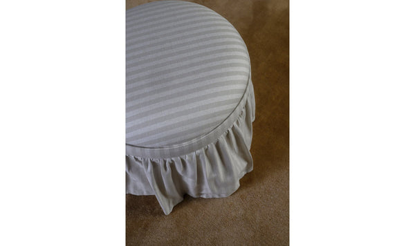 Skirted Storage Ottoman Beige Stripe