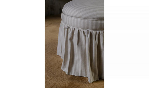 Skirted Storage Ottoman Beige Stripe