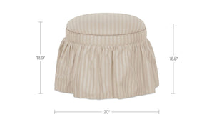Skirted Storage Ottoman Beige Stripe