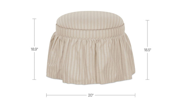 Skirted Storage Ottoman Beige Stripe