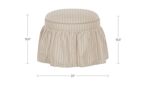 Skirted Storage Ottoman Beige Stripe