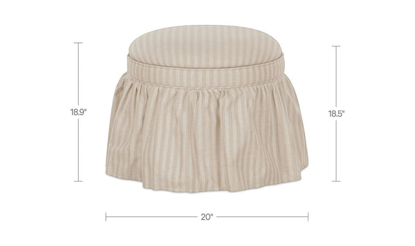 Skirted Storage Ottoman Beige Stripe