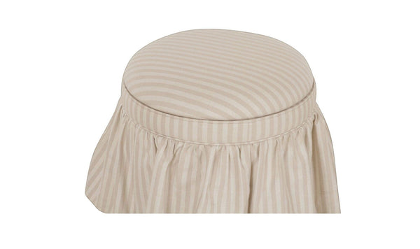 Skirted Storage Ottoman Beige Stripe