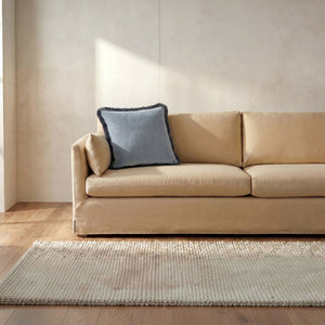 Fringed Square Cushion Light Blue Faux Mohair