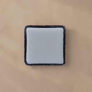 Fringed Square Cushion Light Blue Faux Mohair