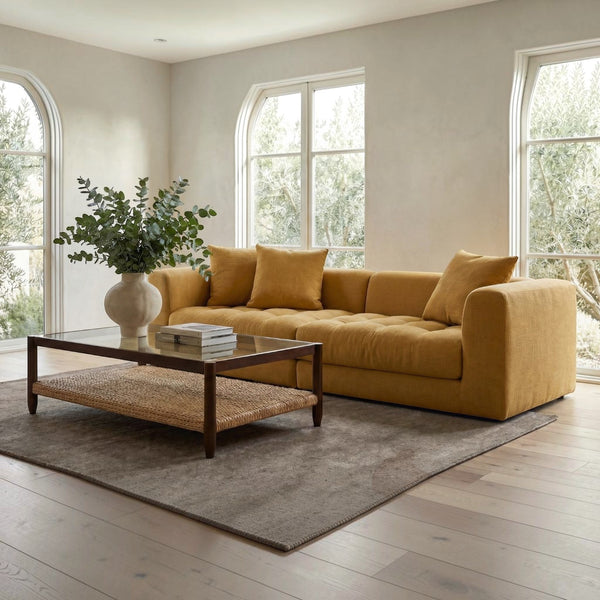 Chenille Modular Sofa Golden Yellow